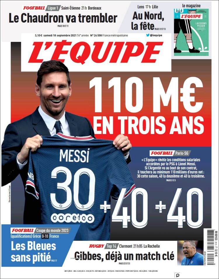 LEquipe Portada 18 09 2021