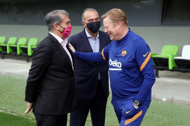 Joan Laporta Ronald Koeman Rafa Yuste Barca FC Barcelona