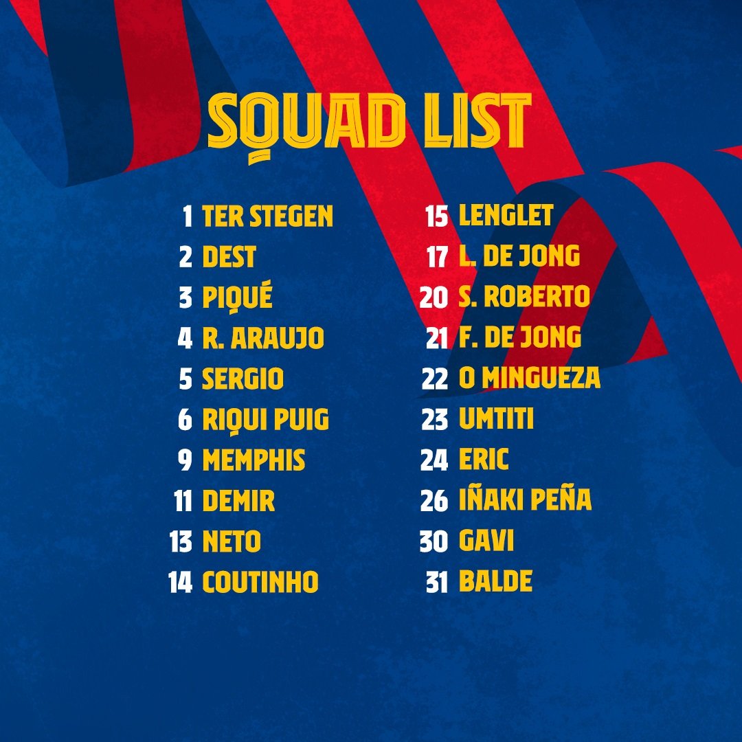 Convocatoria Barca Granada 20 09 2021