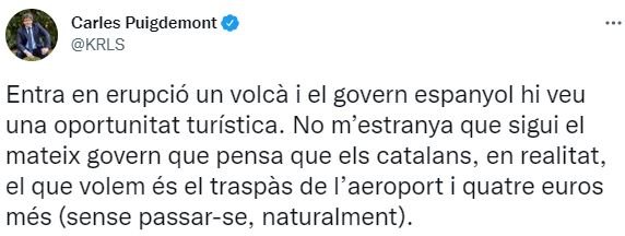 TUIT Carles Puigdemont Volcán La Palma