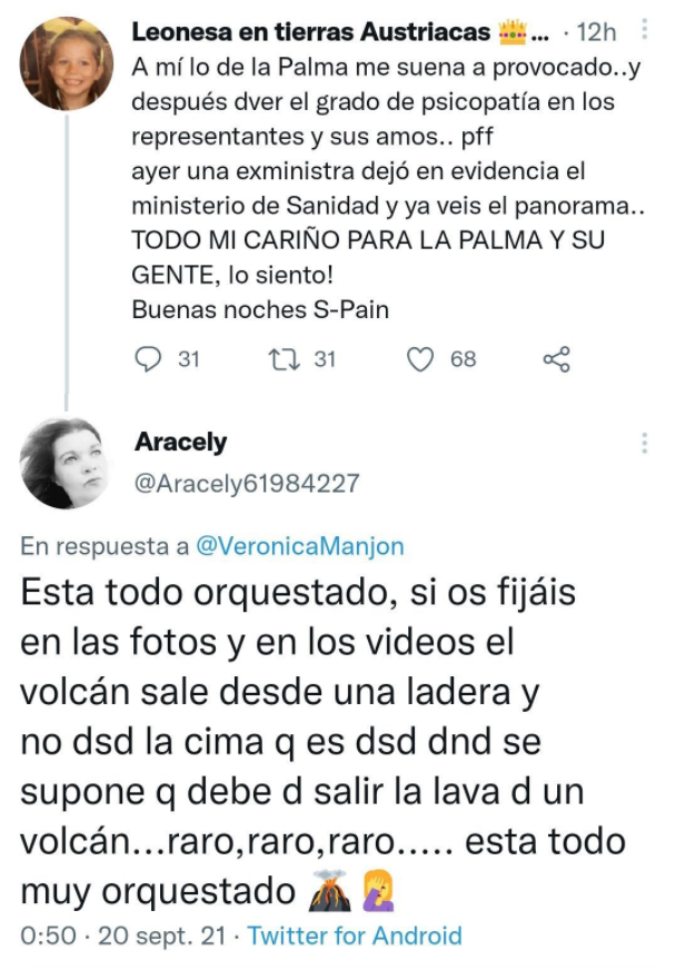 tuits negacionistas volcanes