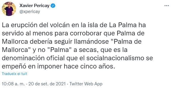 TUIT Xavier Pericay Ciudadanos Volcan La Palma Palma Mallorca