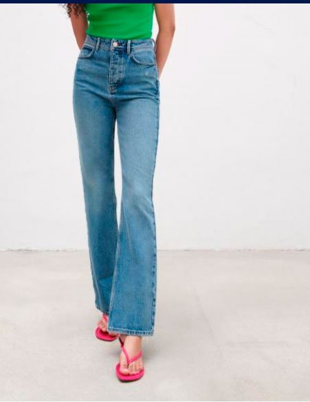 texans|vaquers 'bootcut' de tret|tir alt i baix acabat sense costura