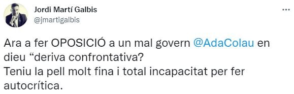 TUIT Jordi Martí Junts Ada Colau