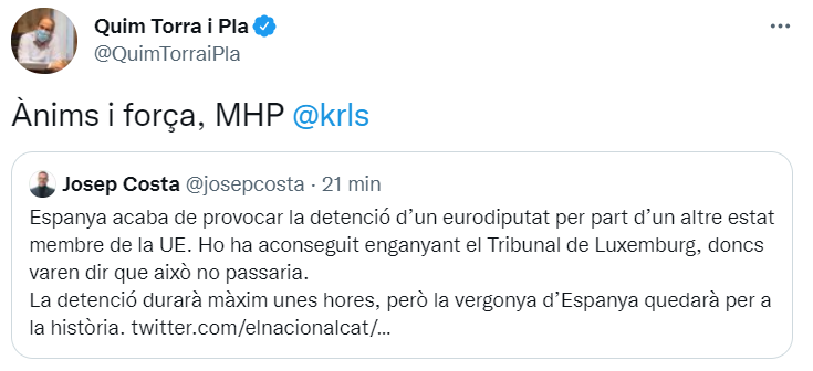 Quim Torra reaccion retencion puigdemont Quim Torra reaccion retencion puigdemont