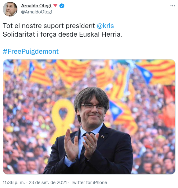 tuit Otegi detención Puigdemont