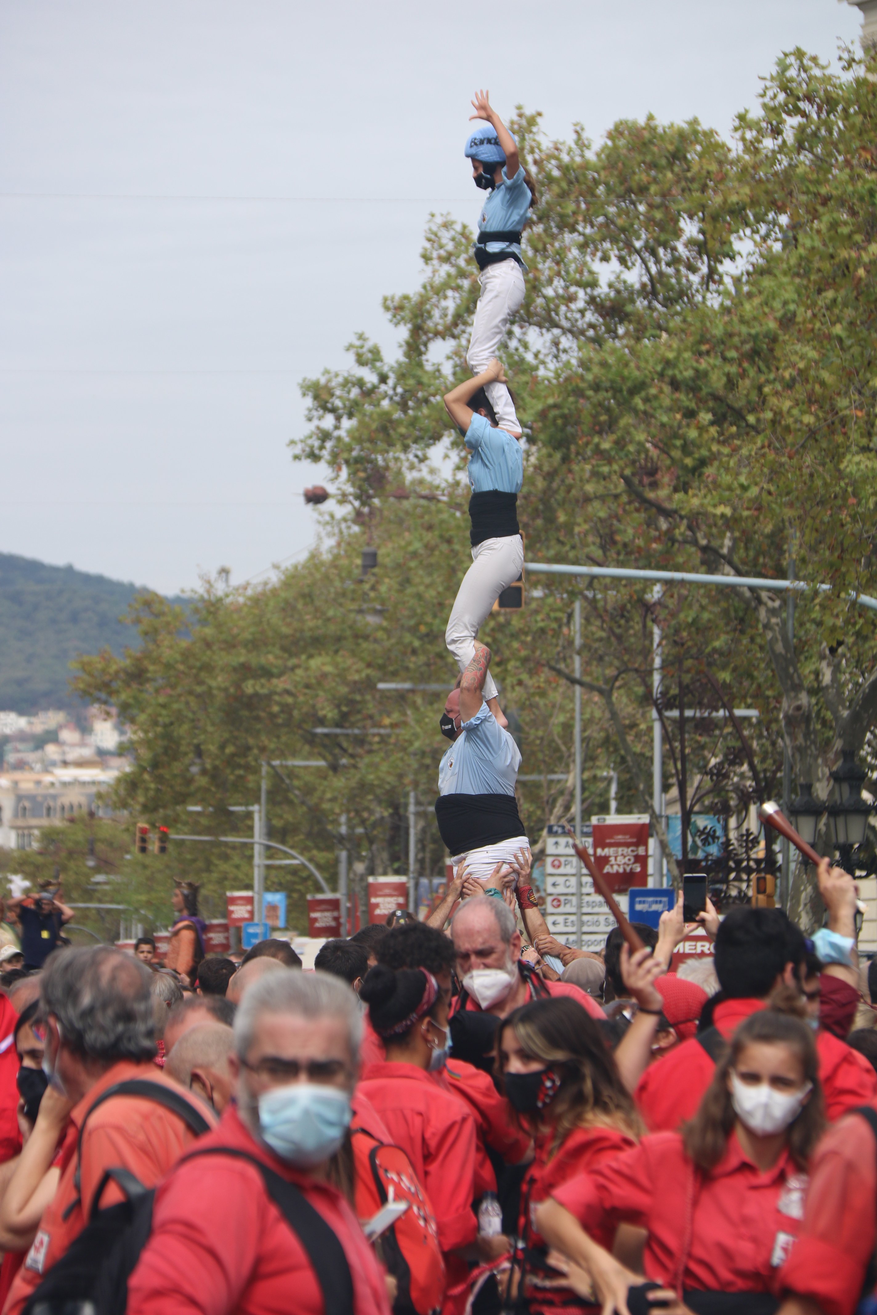 Pilar de 4 Castellers Poble Sec