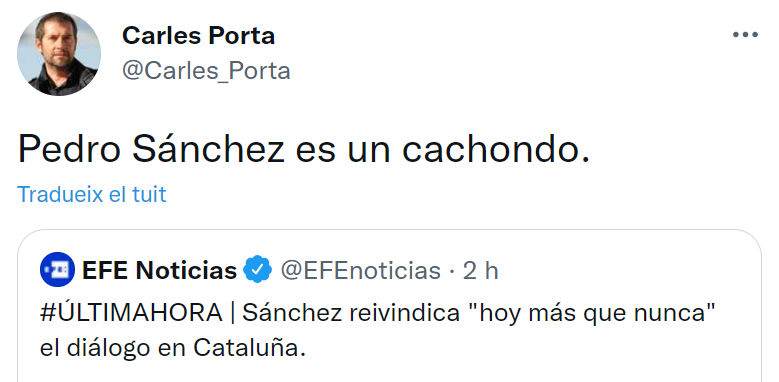 carles porta reaccion puigdemont