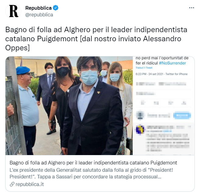 Repubblica noticia Puigdemont