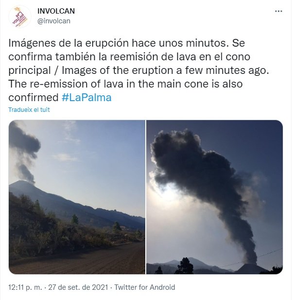 tuit involcan torna l'activitat la palma