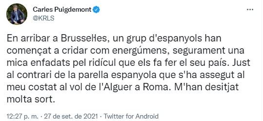 TUIT Puigdemontr lega Bruselas