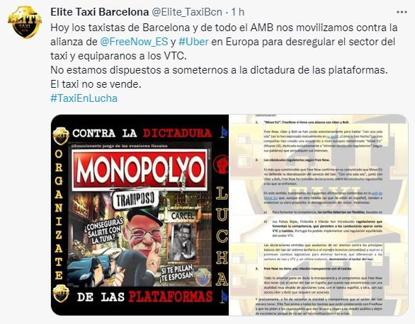 TUIT huelga taxi bacelona