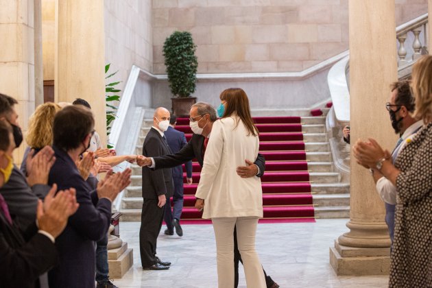 Presidenta del parlament, Laura borràs, recibida institucional al Parlament al 131 presidente de la Generalitat, Quim Torra - Montse giralt