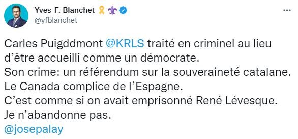 TUIT Bloque Quebec Detención Carles Puigdemont