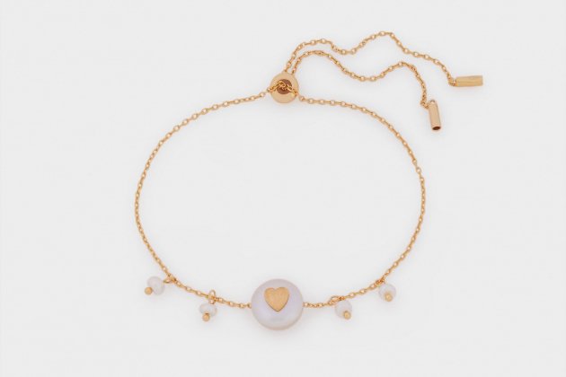 Braçalet ajustable de plata 925 perla i cor