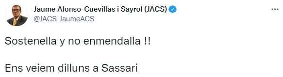 TUIT Jaume Alonso Cuevillas Llarena Puigdemont TUIT Jaume Alonso Cuevillas Llarena Puigdemont