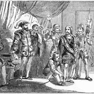 Cop d'estat contra els Colom i el seu entorn català. Representació moderna de la detenció dels Colom. Font Harper's Encyclopedia of United States History