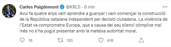 TUIT Carles Puigdemont 1 O