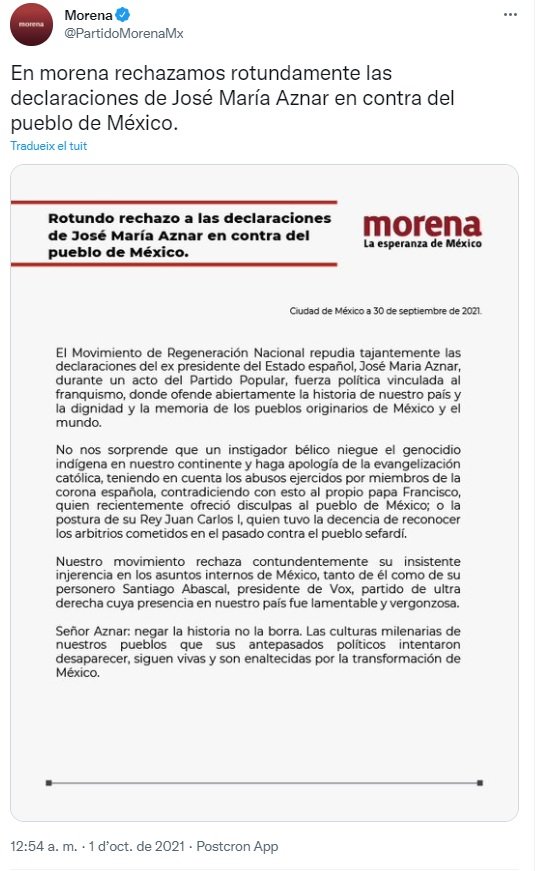 tuit partido Morena