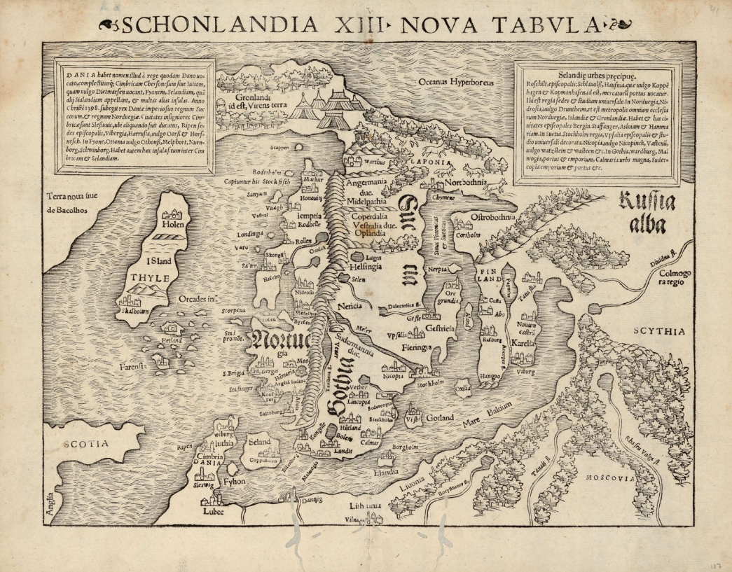 Mapa de la Unió de Kalmar (principios del siglo XVI). Fuente Cartoteca de Catalunya