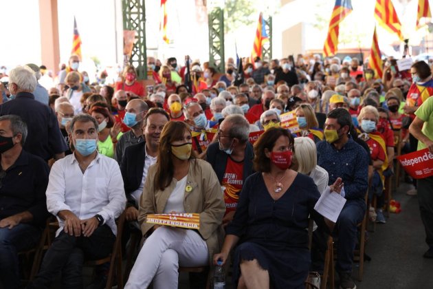 Jordi Cuixart, Laura Borràs, Elisenda Paluzie acto catalunya nord 1 octubre / anc