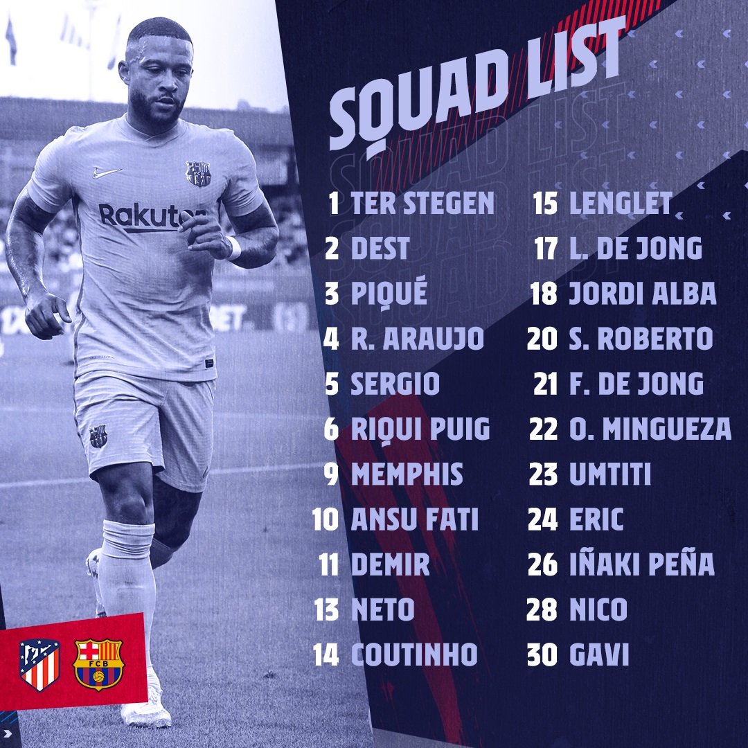 Barca convocatoria Atletico Madrid FC Barcelona