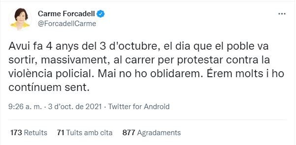 TUIT carme forcadell cuatro años 3 O