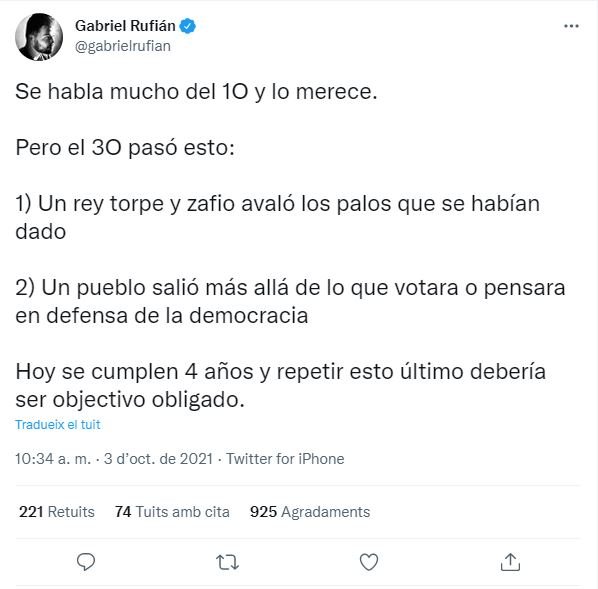 TUIT gabriel rufián cuatro años 3 O