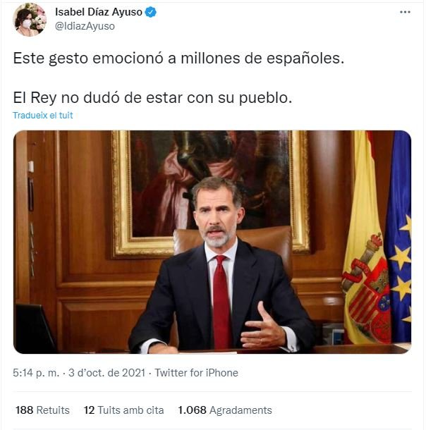 TUIT isabel díaz ayuso discurso rey 3 O