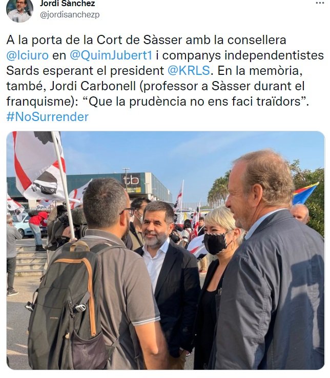 TUIT Jordi Sanchez Puigdemont sasser