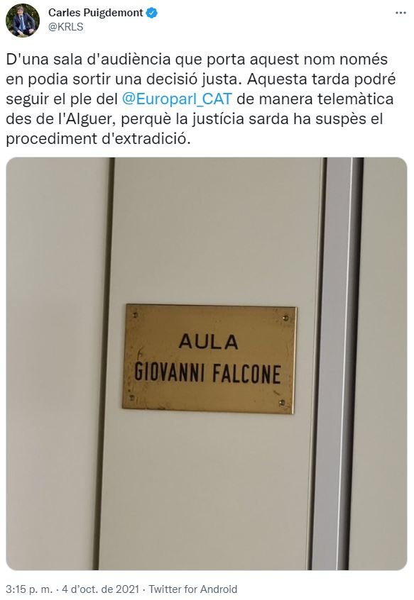TUIT Carles Puigdemont Justicia Alguer
