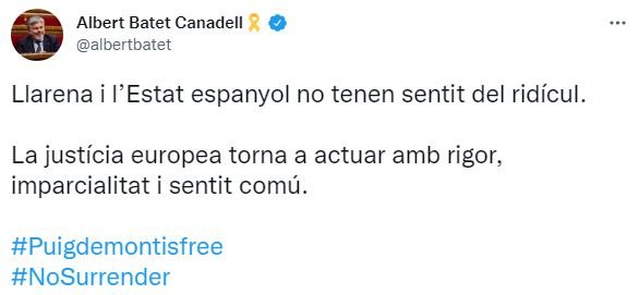 TUIT Albert Batet Junts Llibertat Puigdemont