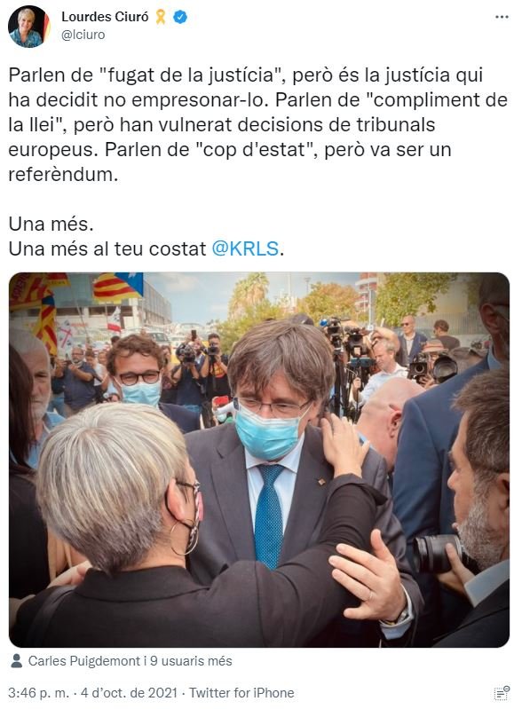 TUIT Lourdes Ciuró Junts Llibertat Puigdemont