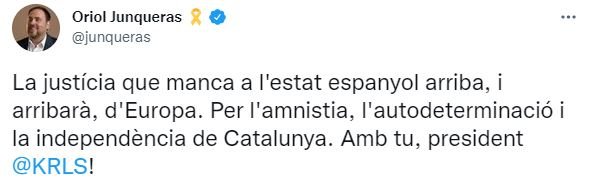 TUIT Oriol Junqueras ERC Llibertat Puigdemont