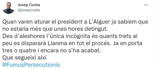 TUIT Josep Costa Llibertat Puigdemont