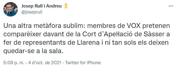 TUIT Josep Rull Llibertat Puigdemont