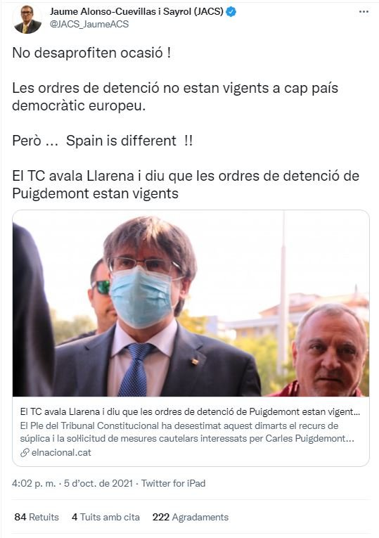 TUIT jaume alonso cuevillas decisión tc puigdemont