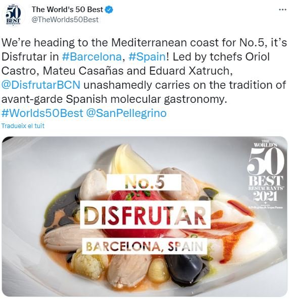 TUIT The Worlds 50 Best Barcelona Disfrutar