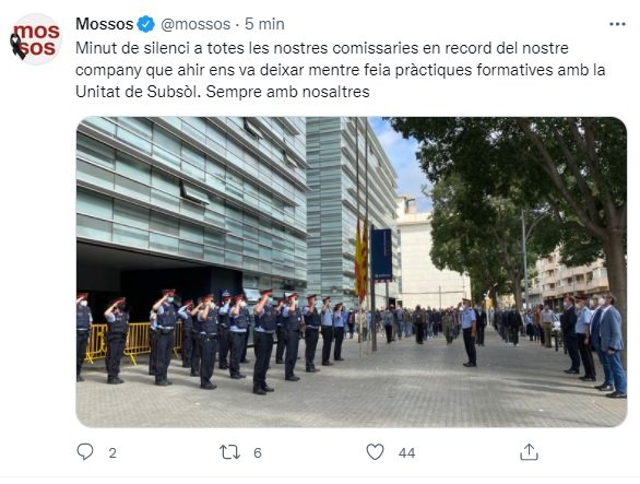 TUIT Mossos minuto de silencio mosso muerto TUIT Mossos minuto de silencio mosso muerto