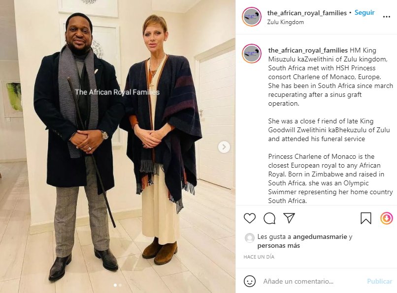 Charlene de Mónaco con el Rey Misuzulu ka Zwelithini IG