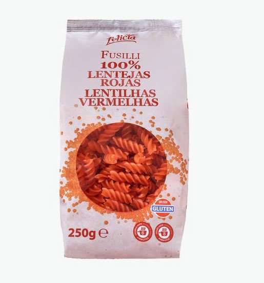 Pasta de lenteja roja a la venta en Mercadona