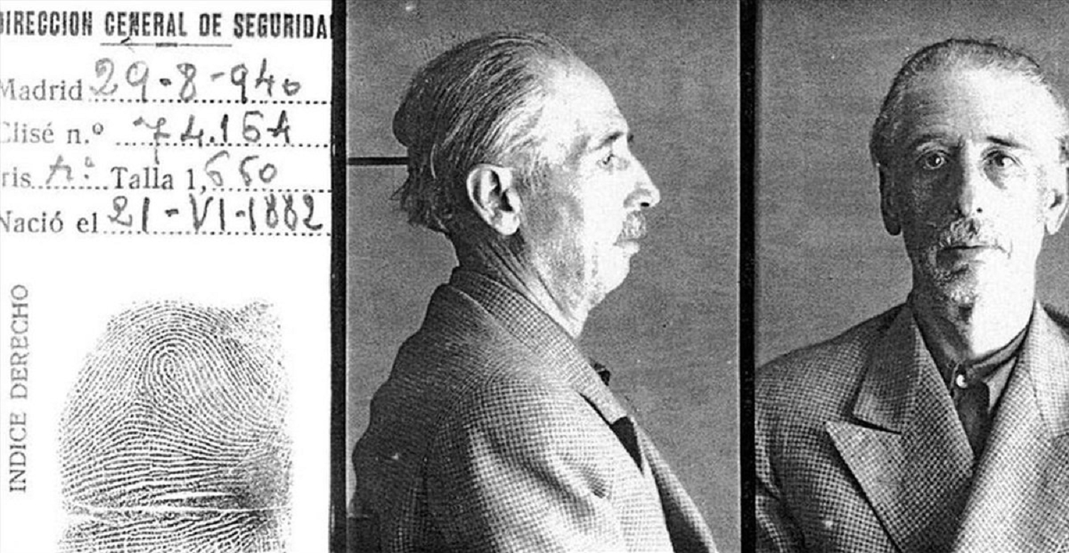 Fitxa policial franquista del president Companys. Font Arxiu ElNacional