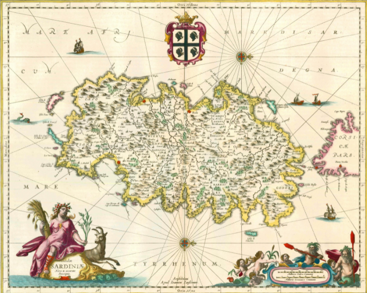 Mapa de Cerdeña (principios del siglo XVII), obra de Jansenius. Fuente Bibliothèque Nationale de France