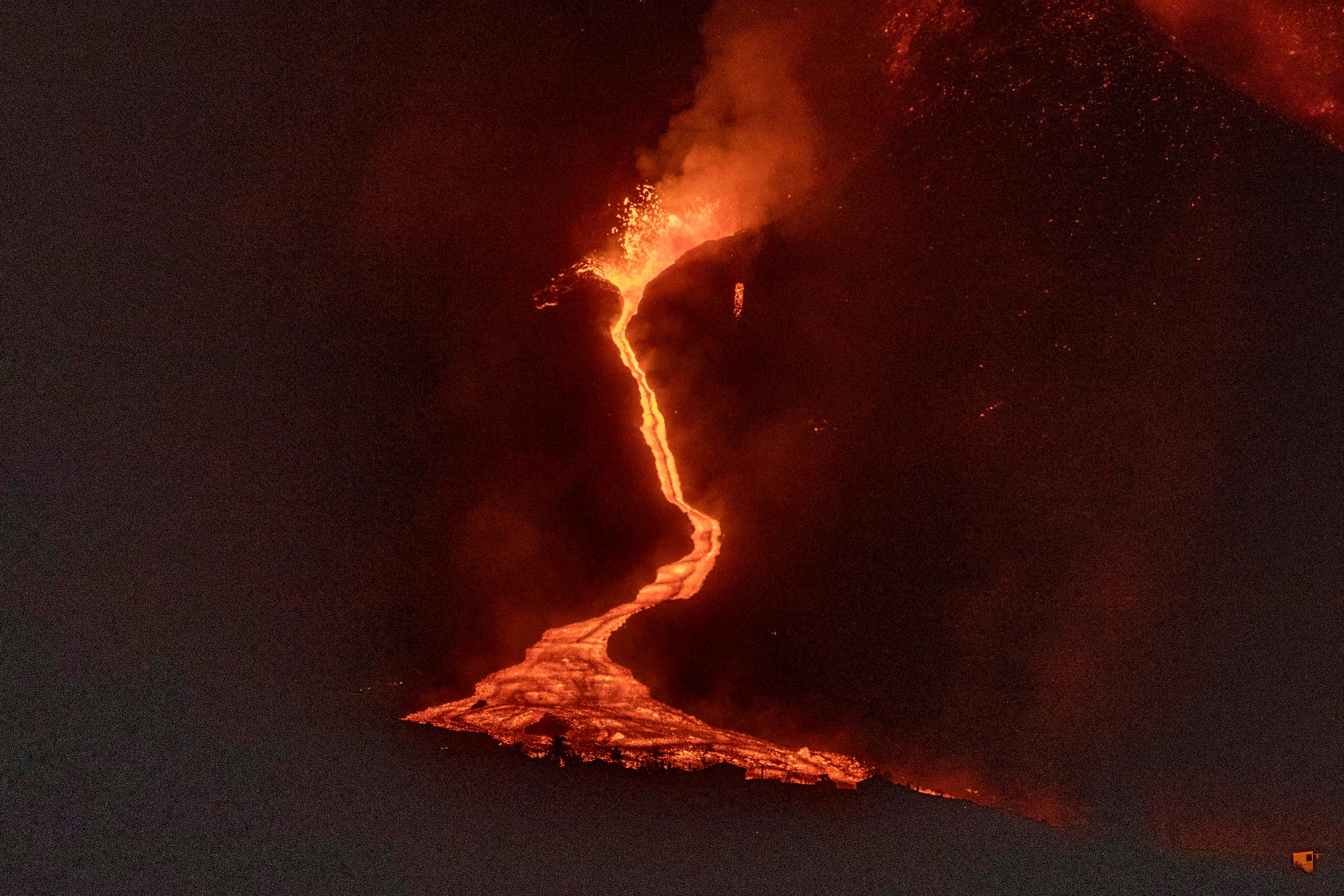 El barrio de Todoque desaparece totalmente bajo la lava del volcán de La Palma
