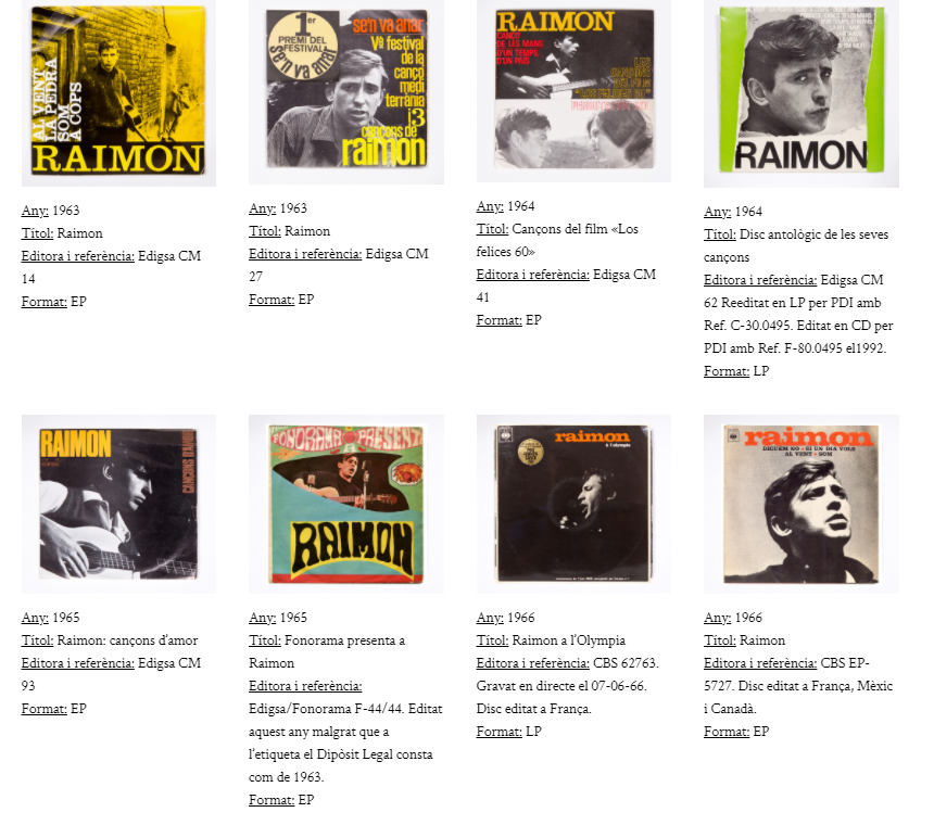 Raimon información discograficapagina web