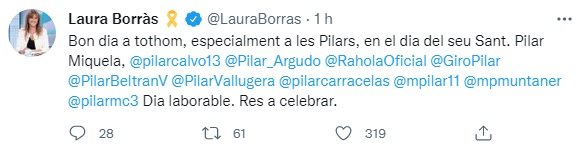 TUIT Laura Borràs 12 octubre
