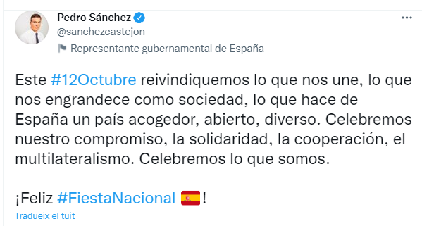 pedro sanchez tuit hispanidad