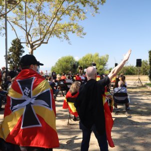 manifestacion ultra en la plaça Sant Jordi, montjuic, saludos fascistas, discurso - Sergi Alcàzar