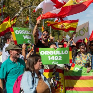 12-O, manifestacion unionista, paseo de gracia VOX, banderas españa - Montse Giralt