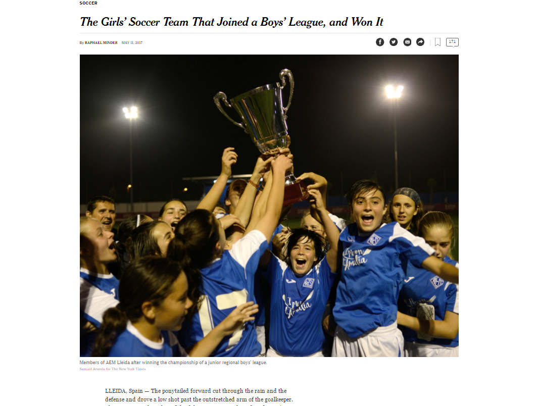 El equipo femenino de Lleida que ganó una liga masculina es noticia en el 'The New York Times'